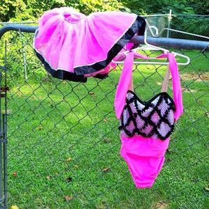 Costume gallery pink sequence halter dance costume